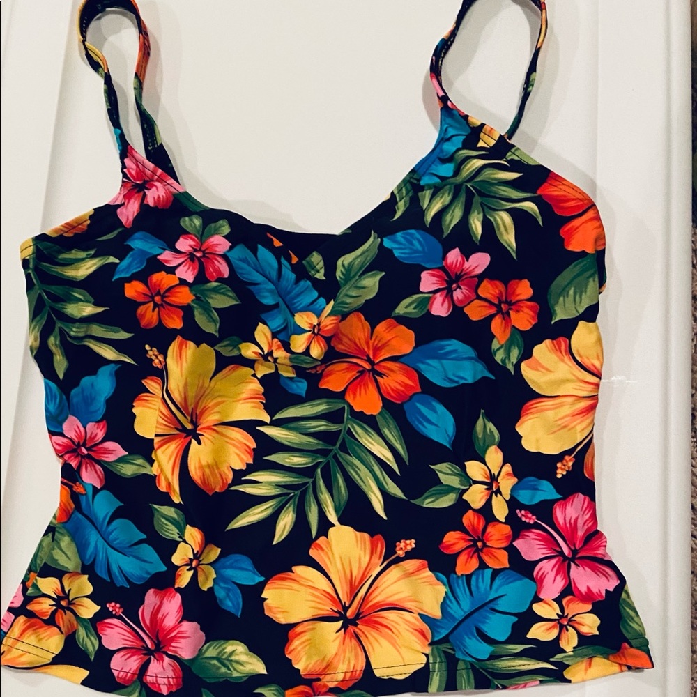 NWOT Tropical Hawaii Floral Tankini Swim Top Chadwicks Women Size 4 / 8